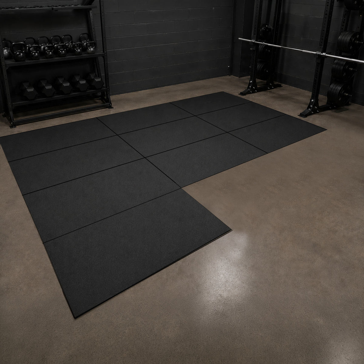 5m² Black and Grey Fleck Solid Rubber Tile Gym Flooring Pack