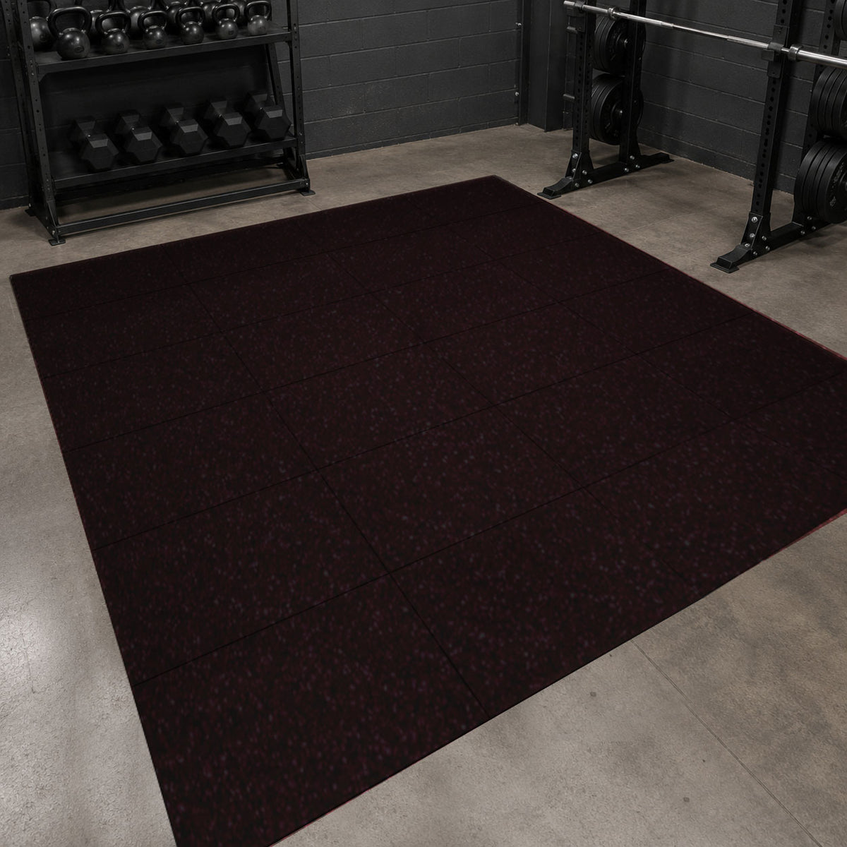 12m² Red Fleck Midweight Rubber Tile Gym Flooring Pack - 30mm